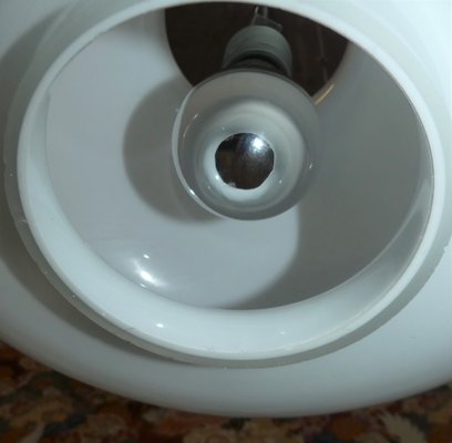 Glass Dome Ceiling Light in White & Chrome, 1970s-AFE-1140894