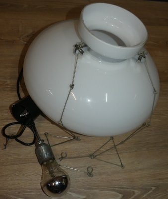 Glass Dome Ceiling Light in White & Chrome, 1970s-AFE-1140894