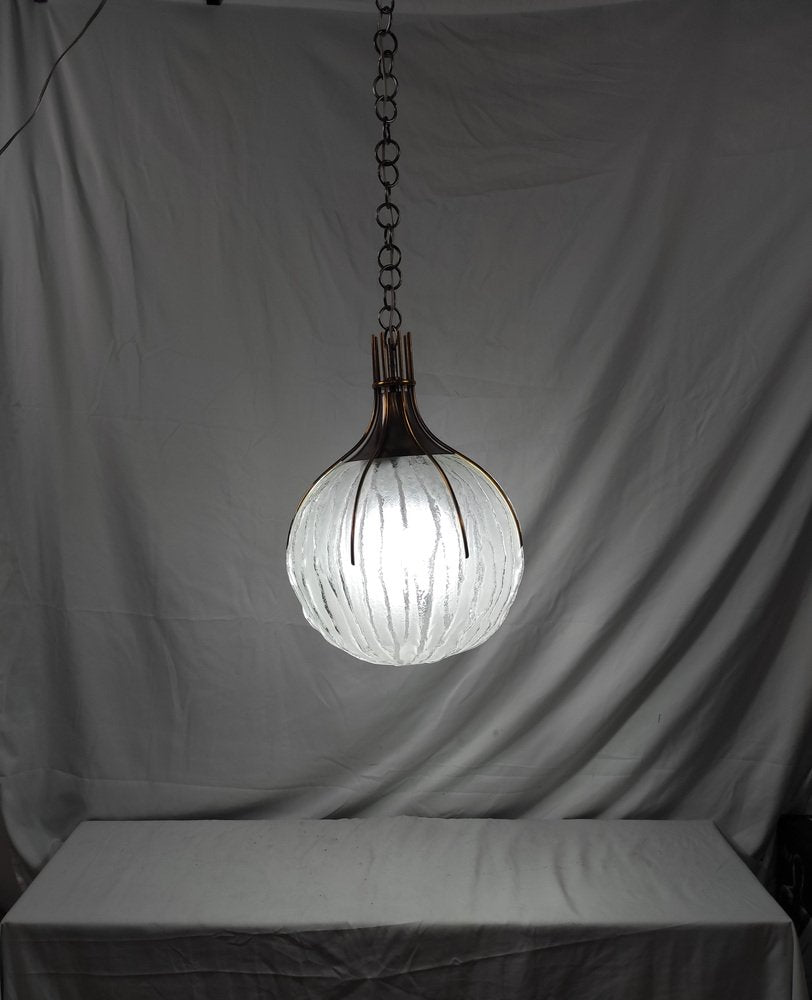 Glass Esperia Hanging Lamp by Angelo Brotto, 1950s