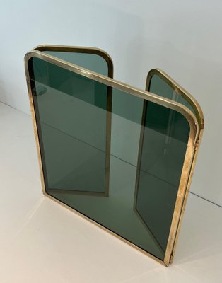 Glass Firewall Surrounded by Brass Frame, 1970s-BA-1769319