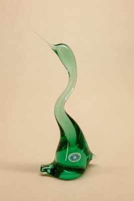 Glass Heron Sculpture by Miloslav Janku for Železný Brod Sklo, 1960s-YGX-583591