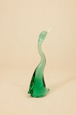 Glass Heron Sculpture by Miloslav Janku for Železný Brod Sklo, 1960s-YGX-583591