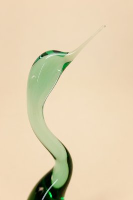 Glass Heron Sculpture by Miloslav Janku for Železný Brod Sklo, 1960s-YGX-583591