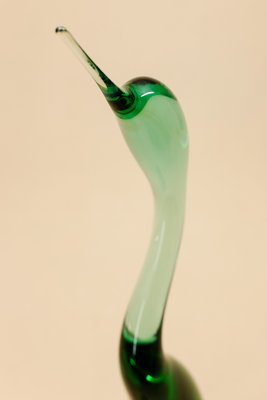 Glass Heron Sculpture by Miloslav Janku for Železný Brod Sklo, 1960s-YGX-583591