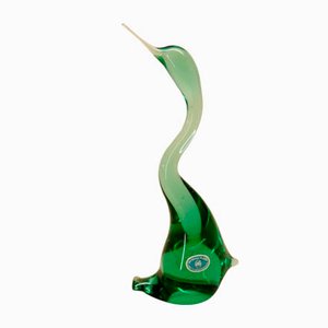 Glass Heron Sculpture by Miloslav Janku for Železný Brod Sklo, 1960s-YGX-583591