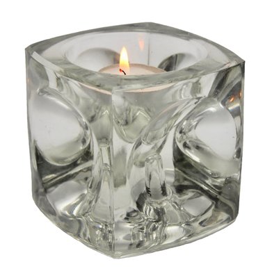 Glass Ice Cube Candlesticks from Peill & Putzler, Set of 2-MJY-1148964