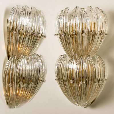 Glass Leaves and Brass Wall Lights attributed to J. T. Kalmar, 1960s, Set of 2-VDW-1384782