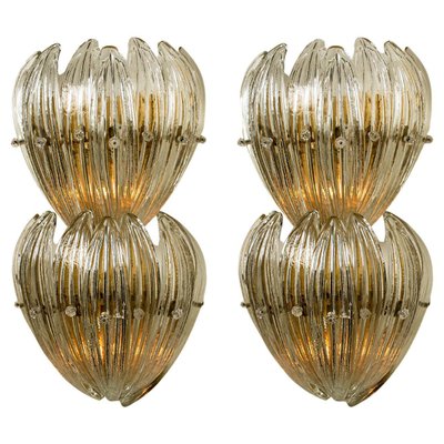 Glass Leaves and Brass Wall Lights attributed to J. T. Kalmar, 1960s, Set of 2-VDW-1384782