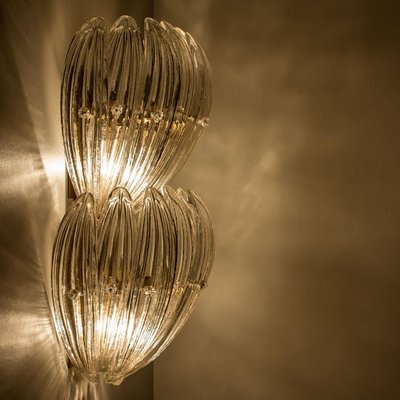 Glass Leaves and Brass Wall Lights attributed to J. T. Kalmar, 1960s, Set of 2-VDW-1384782