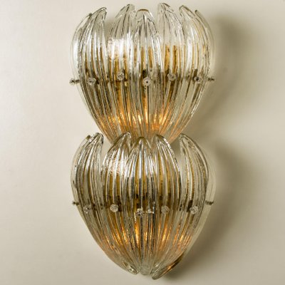 Glass Leaves and Brass Wall Lights attributed to J. T. Kalmar, 1960s, Set of 2-VDW-1384782