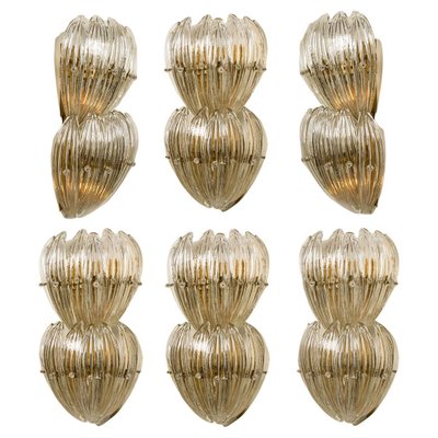 Glass Leaves and Brass Wall Lights attributed to J. T. Kalmar, 1960s, Set of 2-VDW-1384782