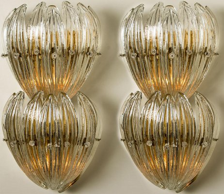 Glass Leaves and Brass Wall Lights attributed to J. T. Kalmar, 1960s, Set of 2-VDW-1384782