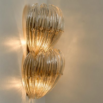 Glass Leaves and Brass Wall Lights attributed to J. T. Kalmar, 1960s, Set of 2-VDW-1384782