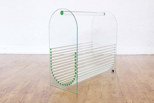 Glass Magazine Rack from Marais International, 1980s-BQF-1724032