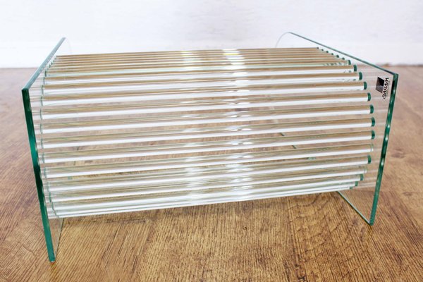 Glass Magazine Rack from Marais International, 1980s-BQF-1724032