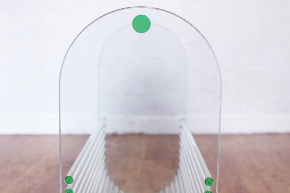 Glass Magazine Rack from Marais International, 1980s