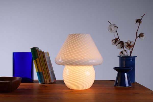 Glass Mushroom Swirl Table Lamp in Murano Glass, 1970s-XT-1444719