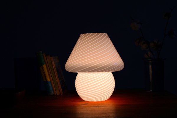 Glass Mushroom Swirl Table Lamp in Murano Glass, 1970s-XT-1444719