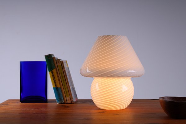 Glass Mushroom Swirl Table Lamp in Murano Glass, 1970s-XT-1444719