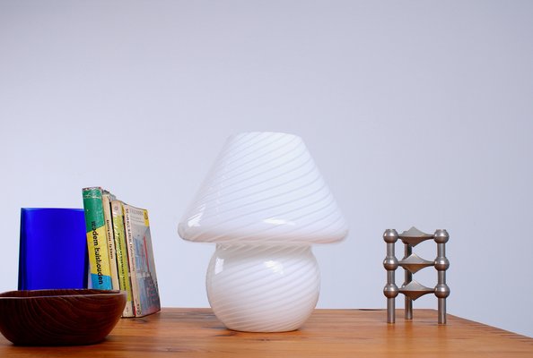 Glass Mushroom Swirl Table Lamp in Murano Glass, 1970s-XT-1444719