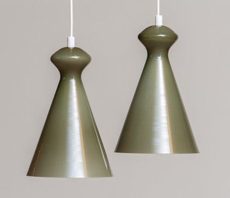 Glass Pendants in Olive Green by Maria Lindeman for Idman Oy, Finland, 1950-JE-1063679