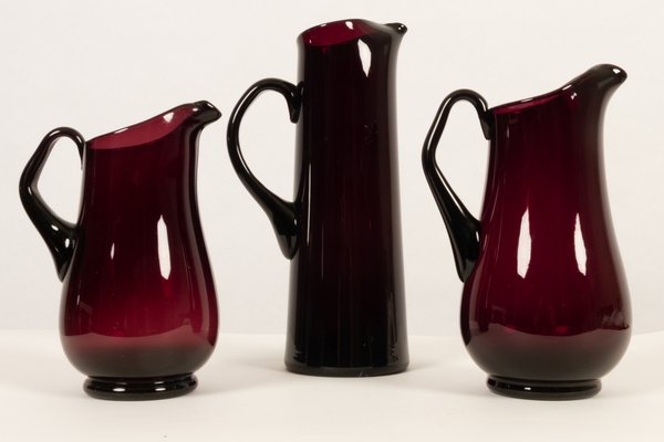 Glass Pitchers by Per Lütken for Holmegaard, 1950s, Set of 3-WIX-550352