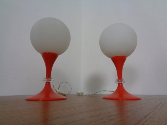 Glass & Plastic Tulip Bedside Lamps, 1970s, Set of 2-RDW-935804