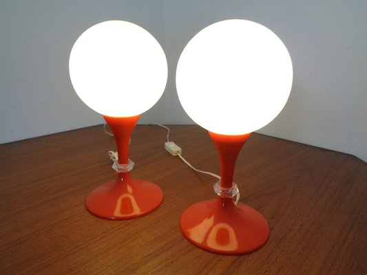 Glass & Plastic Tulip Bedside Lamps, 1970s, Set of 2-RDW-935804