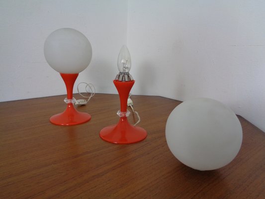 Glass & Plastic Tulip Bedside Lamps, 1970s, Set of 2-RDW-935804