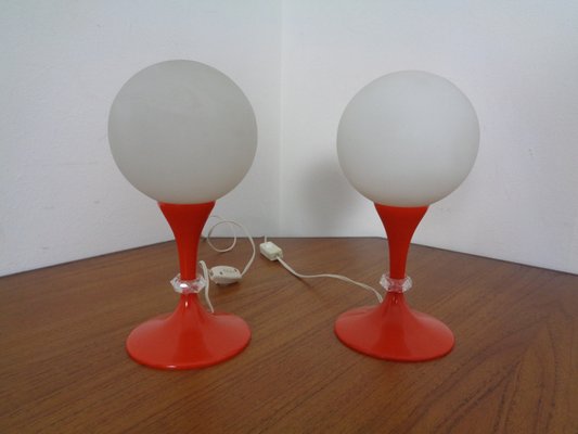 Glass & Plastic Tulip Bedside Lamps, 1970s, Set of 2-RDW-935804