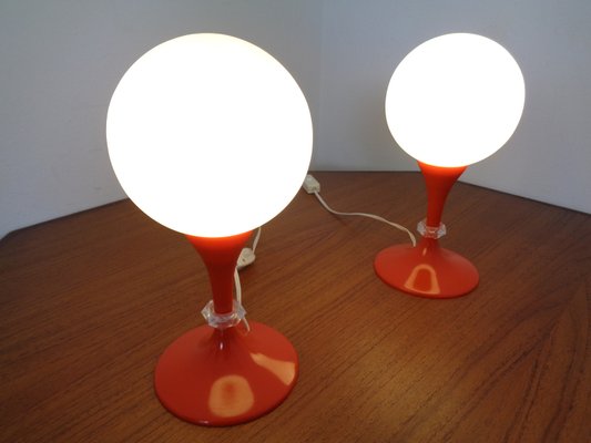 Glass & Plastic Tulip Bedside Lamps, 1970s, Set of 2-RDW-935804