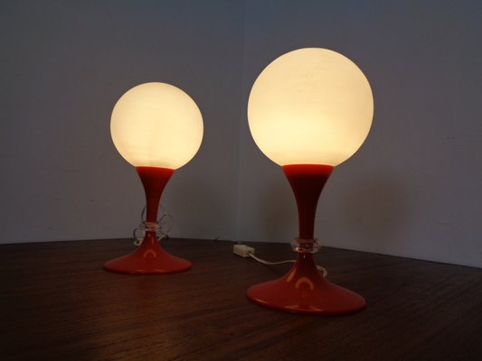 Glass & Plastic Tulip Bedside Lamps, 1970s, Set of 2-RDW-935804