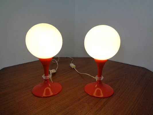 Glass & Plastic Tulip Bedside Lamps, 1970s, Set of 2-RDW-935804