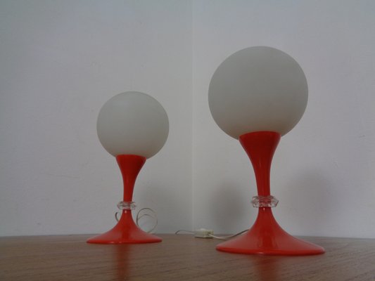 Glass & Plastic Tulip Bedside Lamps, 1970s, Set of 2-RDW-935804