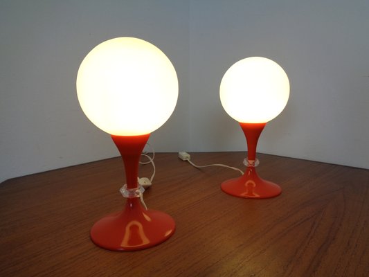 Glass & Plastic Tulip Bedside Lamps, 1970s, Set of 2-RDW-935804