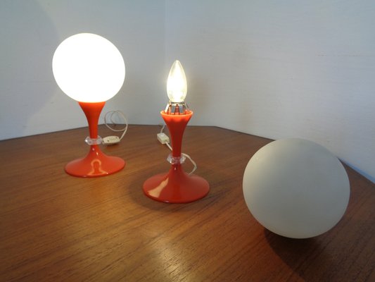 Glass & Plastic Tulip Bedside Lamps, 1970s, Set of 2-RDW-935804