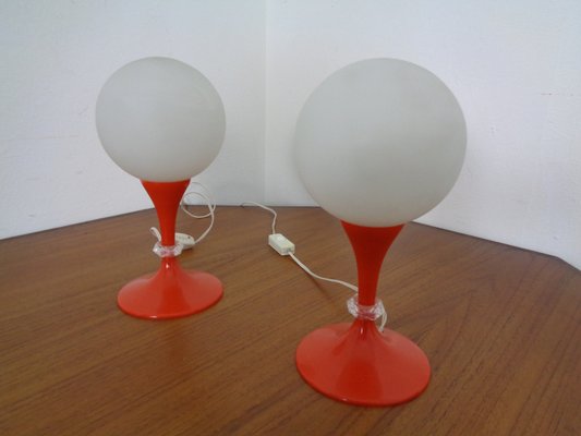 Glass & Plastic Tulip Bedside Lamps, 1970s, Set of 2-RDW-935804