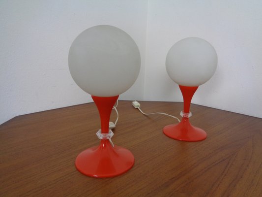 Glass & Plastic Tulip Bedside Lamps, 1970s, Set of 2-RDW-935804