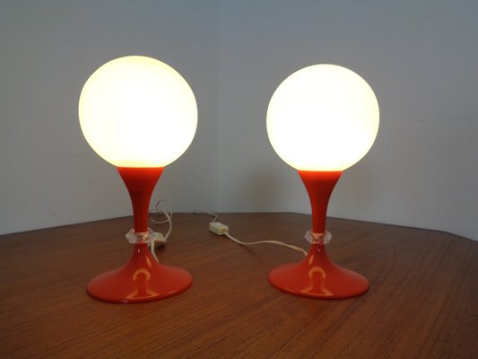 Glass & Plastic Tulip Bedside Lamps, 1970s, Set of 2-RDW-935804