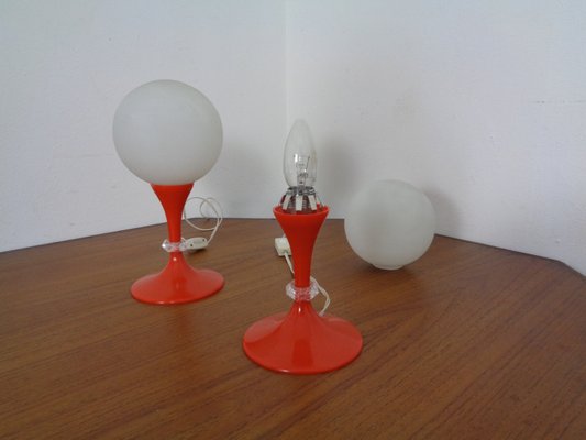 Glass & Plastic Tulip Bedside Lamps, 1970s, Set of 2-RDW-935804