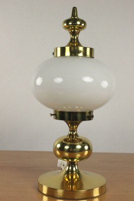 Glass & Polished Brass Table Lamp, 1960s-FUP-868742