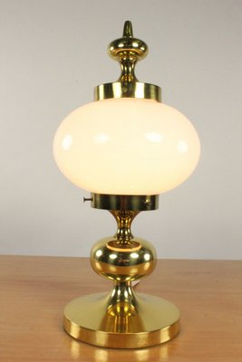 Glass & Polished Brass Table Lamp, 1960s-FUP-868742