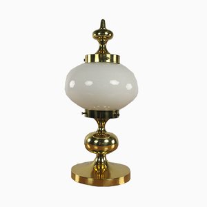 Glass & Polished Brass Table Lamp, 1960s-FUP-868742