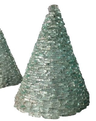 Glass Pyramid Table Lamps, 1960s, Set of 2-ZVO-1718652