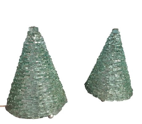 Glass Pyramid Table Lamps, 1960s, Set of 2-ZVO-1718652