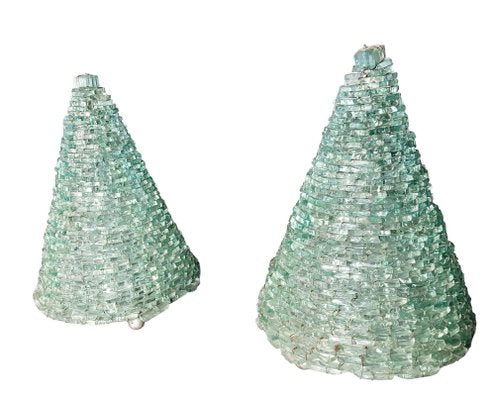 Glass Pyramid Table Lamps, 1960s, Set of 2-ZVO-1718652