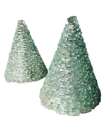 Glass Pyramid Table Lamps, 1960s, Set of 2-ZVO-1718652