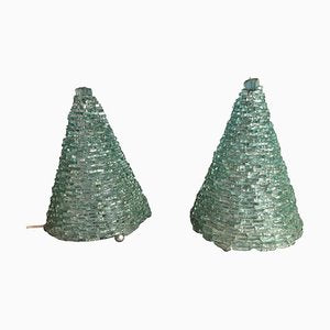 Glass Pyramid Table Lamps, 1960s, Set of 2-ZVO-1718652