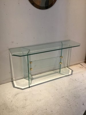 Glass Side Table or TV Table by Leon Rosen, 1980s-SU-1030560