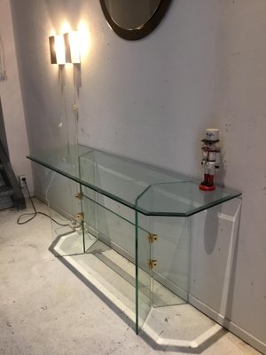 Glass Side Table or TV Table by Leon Rosen, 1980s-SU-1030560